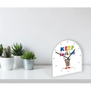 Tischuhr LUCKYLINDE "Kleine Maus Janosch", grau, Tischuhren, Tischuhr, Tischuhr aus Acrylglas, Uhr, bedruckt, geräuschlos, modern