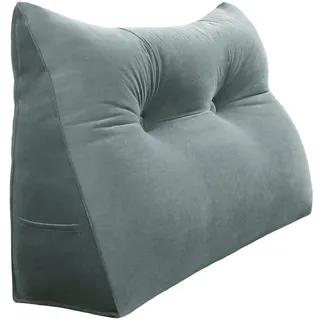 Vercart Keilkissen für Bett Samt Grau 80 cm , Textil , Füllung: Hohlfaser , Dreieckig , 50x80 cm , Hergestellt in Europa , Heimtextilien, Wohntextilien, Kissen, Rückenkissen