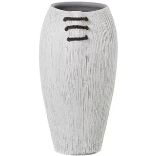 Alexandra House Living Vase, weiß, Keramik, gestreift, 18 x 18 x 29 cm