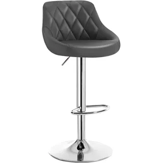 WOLTU 1er Set Barhocker Barstuhl leichte reinige Kunstleder, Gute gepolsterte Sitzfläche, Höhenverstellbar 360° Drehbar, Farbwahl, Grau - Grau