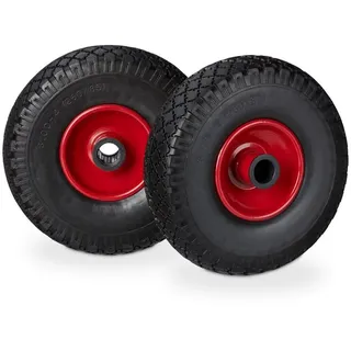 Relaxdays Sackkarrenrad Vollgummi 2 St. Rot/Schwarz