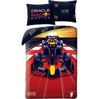 Halantex Wendebettwäsche Verstappen Formula 1 Red Bull Racing, 100% Baumwolle, Bettbezug 140 x 200 cm + Kissenbezug