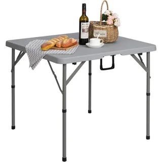 Klapptisch 87cm grau, Campingtisch klappbar, Gartentisch, Balkontisch, tragbar - Grau