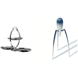Alessi Anna Gong AM37 Etagere, Edelstahl, 3,2 x 21 x 5,8 cm, Einheiten, 1.0 & PSJS Juicy SALIF Zitronenpresse aus Gußaluminium glänzend