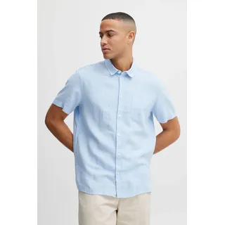 !Solid Leinenhemd Kurzarmhemd Blau XL