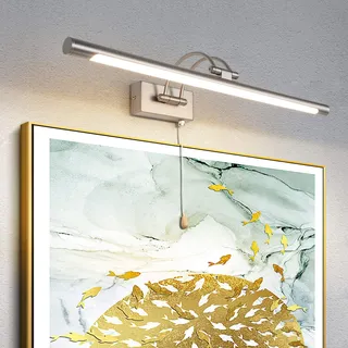 TYhogar LED Badezimmer Spiegel Lampen Wandleuchte Bilderleuchte Nachttischleuchten Mit Schwenkbarem Lampenkopf Zugschalter Wandleuchter Beleuchtung Fixture, 60cm 12W IP44 Wandbeleuchtung Leselampen