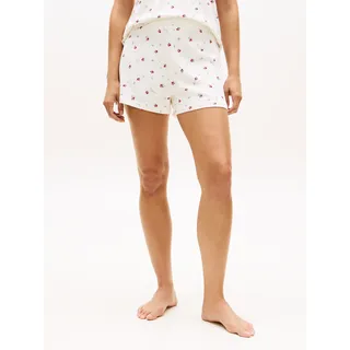Shorts, Damen, Gr. L (40), N-Gr, weiß, Web, Obermaterial: 57% Baumwolle, 38% Modal, 5% Elasthan, TOMMY HILFIGER UNDERWEAR, geblümt, Basic, regular fit kurz, Hosen Shorts, Regular fit mit elastischem Bund