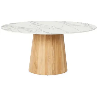 SUNS SOROLO Dining Gartentisch Rund Ø140 cm Teak/Neolith Natur/Weiß