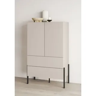 otto home Wäscheschrank »Jukon, moderner griffloser Kleiderschrank, Metallfüsse, Made in Europe« 90x150x50, ideal für kleine Räume oder Nischen, Mehrzweckschrank,2 Schubladen, 2 Türen, FSC-zertifiziert, beige