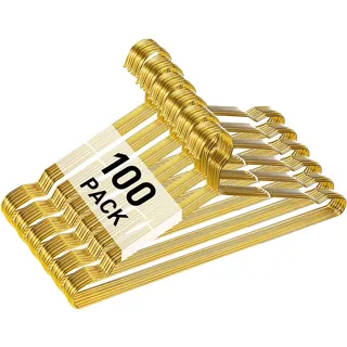 Wesiti Metall-Kleiderbügel für Kleiderbügel, starker Metalldraht, 45 cm, Platz für Mantel, Anzug, Brautboutique, Kleiderschrank, Schlafsaal, Kleiderständer, 100 Stück (Gold)