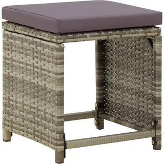 vidaXL Gartenhocker 4 Stk. mit Kissen Poly Rattan Grau - Grau