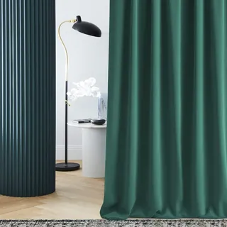 ROOM99 Vorhang mit Ösen Laurel 140 x 280 cm Dunkelgrün, 1 Stück | Verdunkelung Blickdicht Schiebegardinen Curtain Wohnzimmer Schlafzimmer