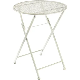 Kobolo Gartentisch Durchmesser 60cm - cream Metalltisch Bistrotisch Tisch Metall Balkontisch Terrassentisch rund Esstisch Garten Deko Balkon Camping - Beige