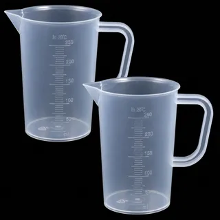 2 Stück Messbecher 250ml, Measuring Cups mit Waage und Griff | Transparent Messbecher Dosierhilfe Messbecher Set Präzisionsmessbecher für Waschmittel, Küche, Backen, Kochen, Labor