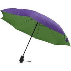 Jumble & Co Ups & Downs Regenschirm – kompakter, starker, wasserdichter Automatikschirm – Ein Knopf zum Öffnen und Schließen – zweifarbig – Grün/Lila