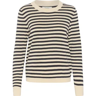 Part Two Damen, lang, Ärmel, Slim Fit, Crew Neck, gestreift, Hip Length Pullover, Whitecap Gray Stripe, Large