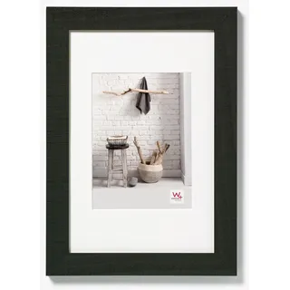 walther design Bilderrahmen schwarz 13 x 18 cm mit Passepartout, Home Holzrahmen HO318B
