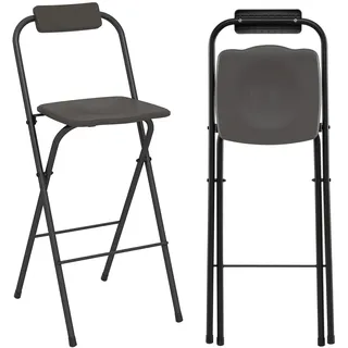 COSTWAY 2er Set Barhocker Outdoor, klappbare Barstühle mit Rückenlehne und Fußstütze, Gartenstühle Tresenhocker bis 150kg, Sitzhöhe 70cm, Grau - Grau, Schwarz