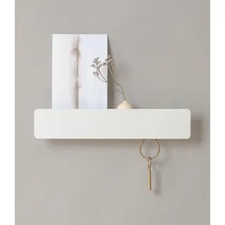 Kazai. Schlüsselbrett 'Kian' | Minimalistisches Schlüsselhaken-Design aus Berlin | Moderner Schlüsselhalter mit Ablage aus Metall | Schlüsselregal als Flur Möbel für die Wand | Weiß