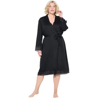 Ulla Popken Damen große Größen Übergrößen Plus Size Morgenmantel, Spitze, Bindegürtel, Langarm