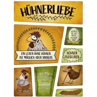 Hühner Kühlschrankmagnete 8er Set Zum Thema Huhn Hahn Henne Hühnerstall Liebe Ei