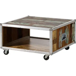 MASSIVMOEBEL24.DE Couchtisch Altholz 80x80x42 mehrfarbig lackiert INDUSTRIAL #101