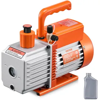 VEVOR Vakuumpumpe, 6 CFM, HVAC 2-stufige Drehschieber-Vakuumpumpe, für R134a R22 R410a-Systeme, Auto-AC-Vakuumpumpen-Kit mit Ölflasche, für die Harzentgasung zur Wartung von Autoklimaanlagen