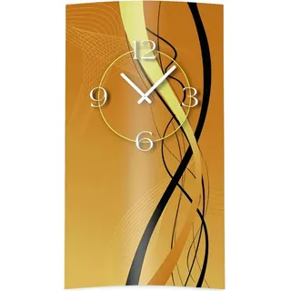 Abstrakt schwarz braun hochkant Designer Wanduhr modernes Wanduhren Design leise kein ticken dixtime 3D-0066 - Braun