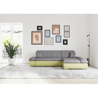 DOMO collection »Moric, L-Form, XXL-Sofa - Breite 300cm, viel Platz, auch in Cord« wahlweise mit Bettfunktion und Armteilverstellung, gelb-schlamm,