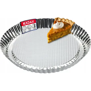 KADAX Tarteform "Prung", Tartelette Förmchen aus verzinkten und Antihaftschicht Blech, 28 cm, Silber