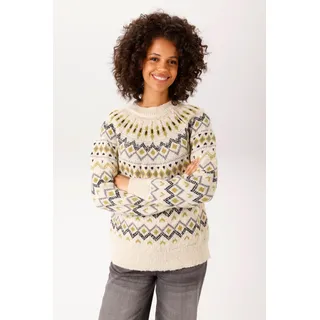 Aniston CASUAL Strickpullover mit trendigem Norweger-Muster - NEUE KOLLEKTION, wollweiß, moosgrün, schwarz, grau