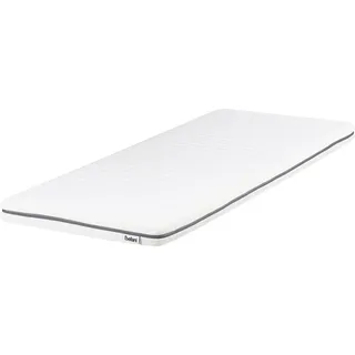 BELIANI Schaumstoffmatratze Weiß 90 x 200 cm Kindermatratze Mittel Medium Härtegrad Abnehmbarer Bezug mit Reißverschluss für Bettschublade Rollbett - Weiß, Grau