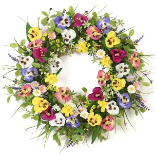 Betylifoy Türkränze Frühling Kränze für Haustür Künstliche Blumen Kranz 51CM Groß Türkranz Ganzjährig Künstliche Dekokranz Kränze für Außenbereich Wand Hochzeit Heimdekoration