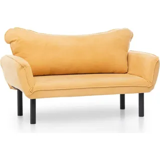 2-Sitzer SchlafsofaAquilonis, Verwandelbares Sofa, Lineare Stoffstruktur, Schlafsessel mit Stauraum, 140x65 h70 cm, Gelb - Schwarz