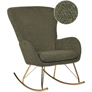 Beliani Schaukelsessel Bouclé Dunkelgrün Anaset , Grün, Goldfarben , Textil , 74x99x99 cm , Wohnzimmer, Sessel, Schaukelstühle