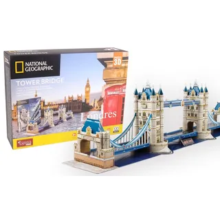 EXPLORA - Tower Bridge - 3D-Puzzles 540201-120 Teile - Historisches Denkmal - Stufe 5 - Ohne Kleber oder Schere - London - Bauspiel - National Geographic Lizenz - Ab 8 Jahren