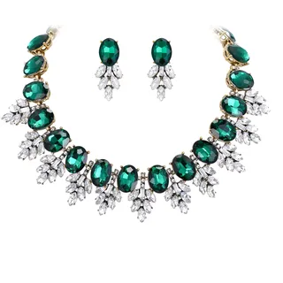 EVER FAITH Statement-Schmuck-Set Vintage Kristall Marquise Oval Strass Choker Anhänger Halskette Ohrringe Set für Damen Kostüm