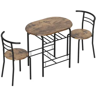 Homcom Essgruppe MDF Metall 80L x 52B x 76H cm Rustikal-Braun