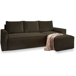masseno Eckcouch Polyester mit Schlaffunktion 2-Sitzer Braun
