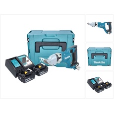 Makita, Elektroblechschere, DJS 200 RGJ Akku Blechschere 18 V 2,0 mm Brushless + 2x Akku 6,0 Ah + Ladegerät + Makpac