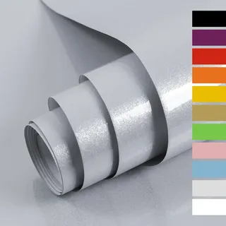 Hode Klebefolie Grau Glitzer 40cmX10m Möbelfolie Hochglanz Selbstklebende Folie Oberflächenschutz für Möbel Küche Schrank Wand Wasserdicht DIY Dekorfolie Tapeten