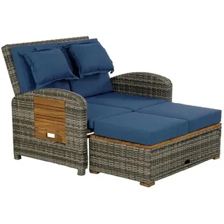 Greemotion Rattan-Lounge Bahia Tobago, Gartensofa mit Bettfunktion, inkl. Hocker