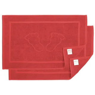 BANANALU 2 Stück Badvorleger Badematte Qualität 100% Baumwolle, Rot (1547), 50x70cm, 700g/m2