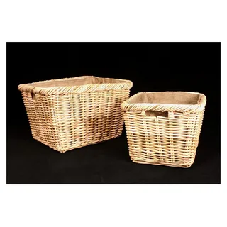Rattan-Kaminholzkorb mit Jutefutter, Feuerholzkorb, Brennholzkorb aus hochwertigem Naturrattan (50 x 38, natur)