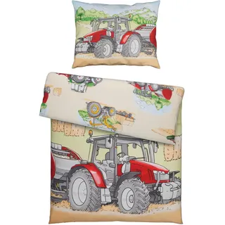 Kinderbettwäsche , Grün, Multicolor , Textil , Traktor , 140x200 cm , Textiles Vertrauen - Oeko-Tex®, Bsci , pflegeleicht, atmungsaktiv, hautfreundlich, schadstoffgeprüft , Heimtextilien, Bettwäsche & Leintücher, Kinderbettwäsche