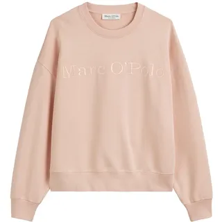 Marc O'Polo Damen Sweatshirt aus Bio-Baumwolle mit Rippbündchen, Rosa (Chalky Peach), L