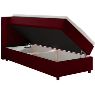 panda möbel BOXSPRINGBETT Diamaro 90x200 cm, mit Bettkasten und Topper - Rot, - Rot