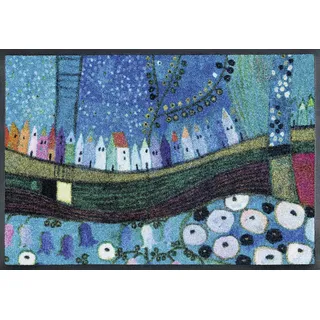 Wash+Dry Stadt in Blau 75x120 cm, innen und außen, waschbar,