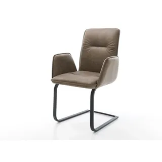DELIFE Freischwinger Vinja-Flex Mikrofaser Taupe Vintage Freischwinger flach Schwarz - Beige, Taupe, Schwarz