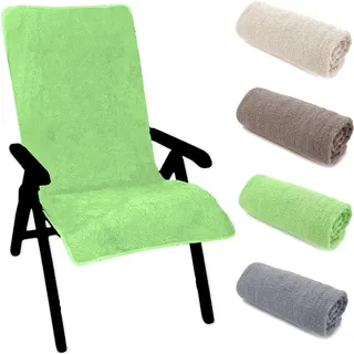 heimtexland ® Hochlehner Stuhlauflage Frottier Gartenstuhl Schonbezug Schwimmbad Sauna Fitnessstudio Hygiene Handtuch Frottee 60 x 130 cm Typ772 Grün - Grün
